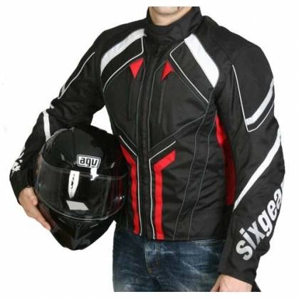 Geacă Moto din Textil SIXGEAR SPORTLINE · Roșu / Negru  - 0