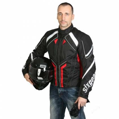 Geacă Moto din Textil SIXGEAR SPORTLINE · Roșu / Negru  - 1