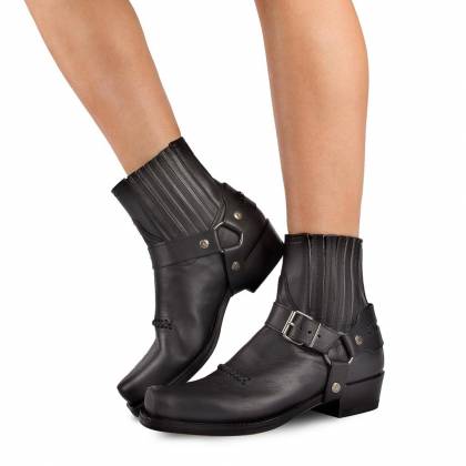 Botine Moto Chopper din Piele Naturală SENDRA BOOTS 6445 Seta Pull Oil Negro · Negru  - 5