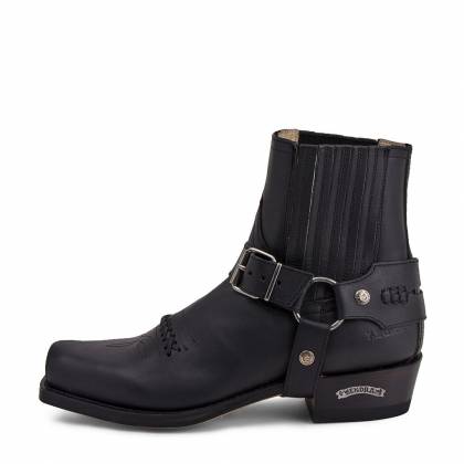 Botine Moto Chopper din Piele Naturală SENDRA BOOTS 6445 Seta Pull Oil Negro 