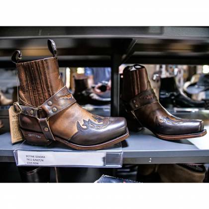 Botine Moto Chopper din Piele Naturală SENDRA BOOTS 7811 BLUES BRITNES · FL. MARRON-EVOLUTION TANG · Maro / Negru  - 7