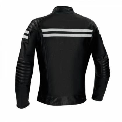 Geacă Moto din Piele SEGURA STRIPE Perfo · Negru / Alb  - 1