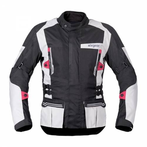 Geacă Moto din Textil SIXGEAR MORACA · Negru / Gri / Roșu 