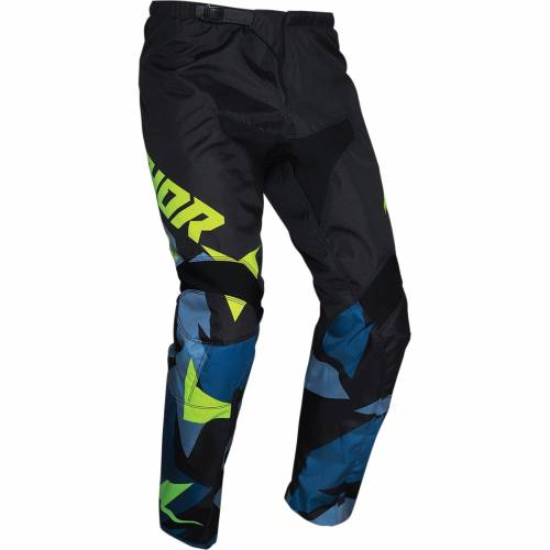 Pantaloni Enduro - Cross THOR SECTOR WARSHIP · Negru / Albastru / Verde Fluo 