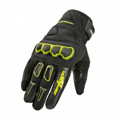 Mănuși Moto din Piele & Textil SPEED UP ATON · Negru / Verde-Fluo 