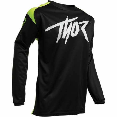 Tricou Enduro - Cross THOR SECTOR LINK · Negru / Verde-Fluo 