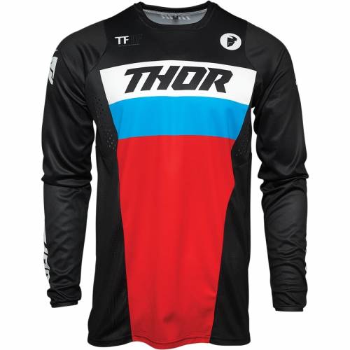 Tricou Enduro - Cross THOR PULSE RACER · Negru / Albastru / Roșu 