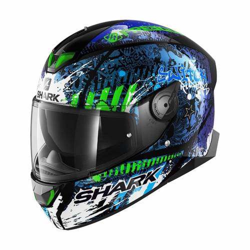 Cască Moto Integrală SHARK SKWAL 2 REPLICA SWITCH RIDERS 2 cu Lumini LED · Negru / Albastru / Verde 