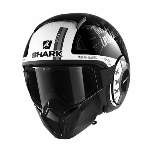 Cască Moto Open Face SHARK STREET DRAK TRIBUTE · Negru / Gri / Alb 