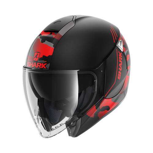 Cască Moto Open-Face SHARK CITYCRUISER GENOM · Negru / Roșu Mat 