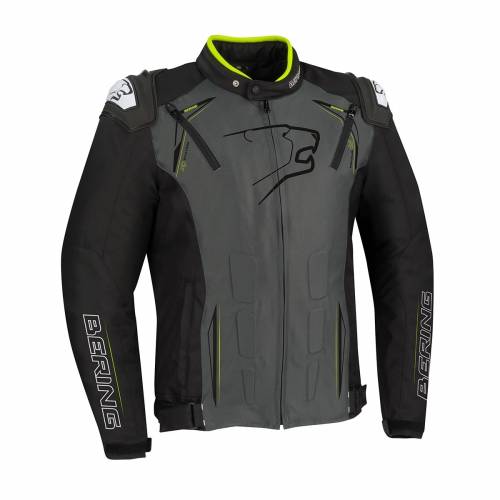 Geacă Moto din Textil BERING START-R · Negru / Gri / Verde Fluo 