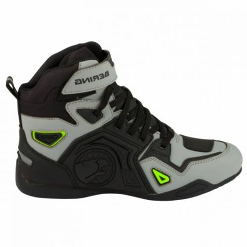 Ghete Moto din Piele & Textil BERING HORACE · Gri / Negru / Verde Fluo 
