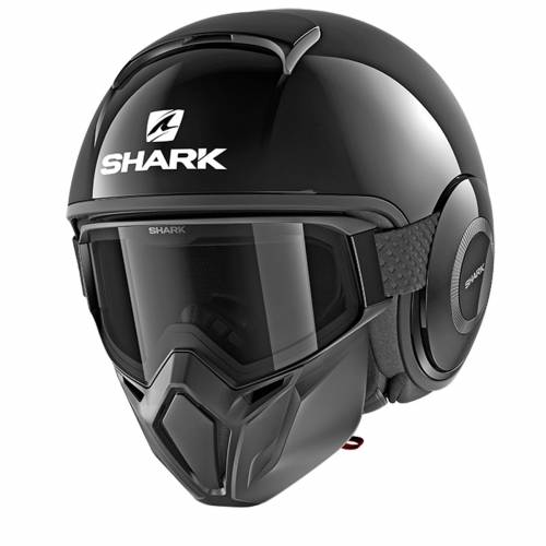 Cască Moto Open Face SHARK STREET DRAK BLANK · Negru Lucios 