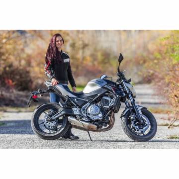 Geacă Moto Damă din Piele & Textil SIXGEAR SWITCH · Negru / Verde Fluo  - 2