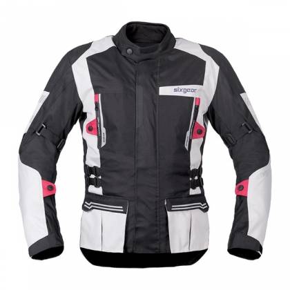 Geacă Moto din Textil SIXGEAR MORACA · Negru / Gri / Roșu  - 0