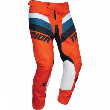 Pantaloni Enduro - Cross THOR PULSE RACER · Alb / Negru / Portocaliu / Albastru  - 0