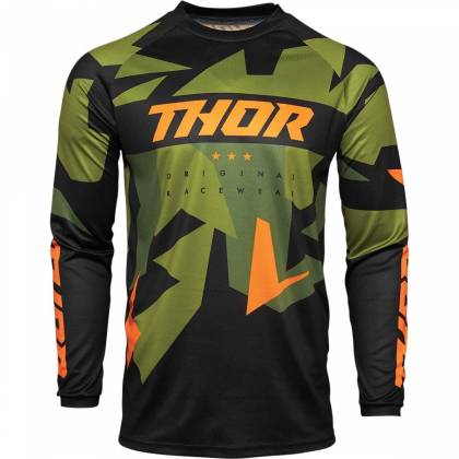 Tricou Enduro - Cross THOR SECTOR WARSHIP · Negru / Portocaliu / Verde  - 0
