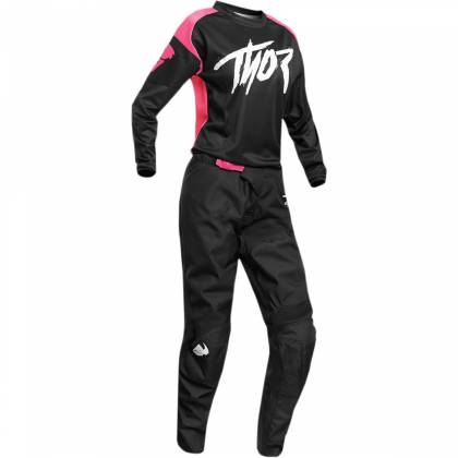 Tricou Enduro - Cross Damă THOR SECTOR LINK S20 · Roz / Negru / Alb  - 2