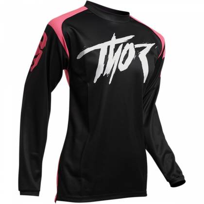 Tricou Enduro - Cross Damă THOR SECTOR LINK S20 · Roz / Negru / Alb  - 0