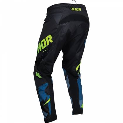 Pantaloni Enduro - Cross THOR SECTOR WARSHIP · Negru / Albastru / Verde Fluo  - 1