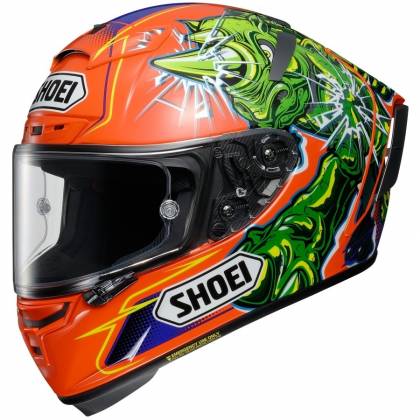 Cască Moto Integrală SHOEI X-SPIRIT III POWER RUSH TC-8 · Portocaliu / Verde / Albastru  - 0