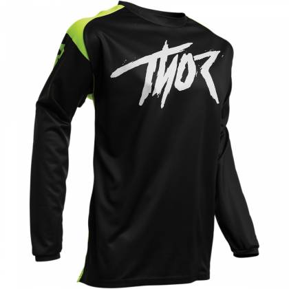 Tricou Enduro - Cross THOR SECTOR LINK · Negru / Verde-Fluo  - 0