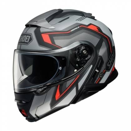 Cască Moto Flip-Up SHOEI NEOTEC-II RESPECT TC-5 · Negru / Gri / Roșu  - 0