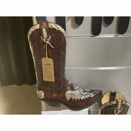 Cizme Exotice / Cowboy Unisex SENDRA BOOTS 2720 Florentic Fuchsia Boa · Negru / Maro  - 3