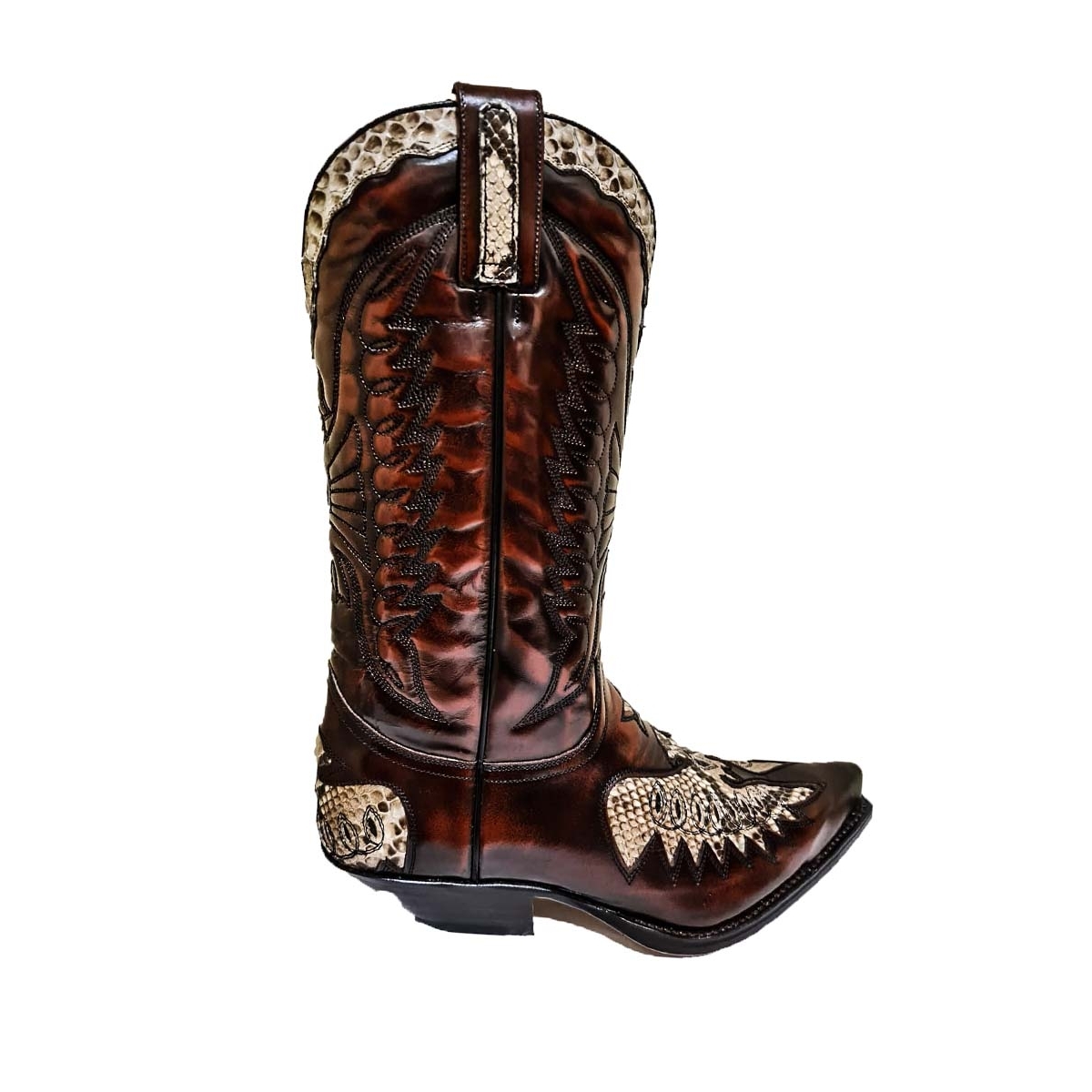 Cizme Exotice / Cowboy Unisex SENDRA BOOTS 2720 Florentic Fuchsia Boa · Negru / Maro  - 1