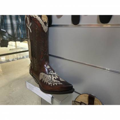 Cizme Exotice / Cowboy Unisex SENDRA BOOTS 2720 Florentic Fuchsia Boa · Negru / Maro  - 2