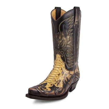 Cizme Cowboy Unisex SENDRA BOOTS 3241 Denver Tierra-Piton Barriga Panizo 2 · Negru / Maro  - 1