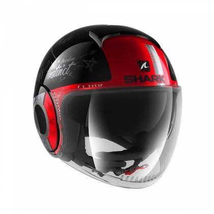 Cască Moto Open Face SHARK NANO TRIBUTE · Negru / Roșu  - 0