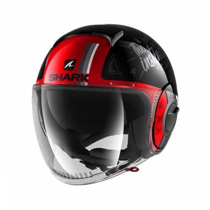 Cască Moto Open Face SHARK NANO TRIBUTE · Negru / Roșu  - 2