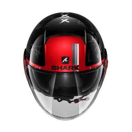 Cască Moto Open Face SHARK NANO TRIBUTE · Negru / Roșu  - 1