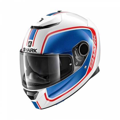 Cască Moto Integrală SHARK SPARTAN PRIONA · Alb / Albastru / Roșu  - 0