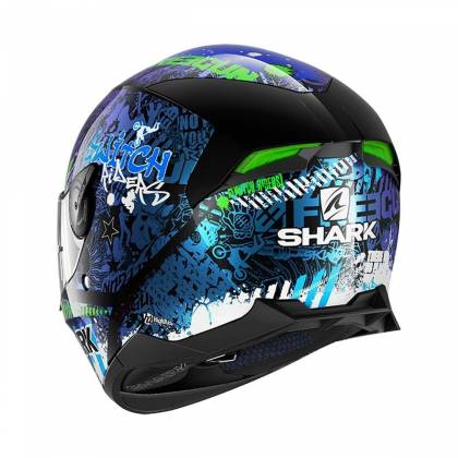 Cască Moto Integrală SHARK SKWAL 2 REPLICA SWITCH RIDERS 2 cu Lumini LED · Negru / Albastru / Verde  - 2