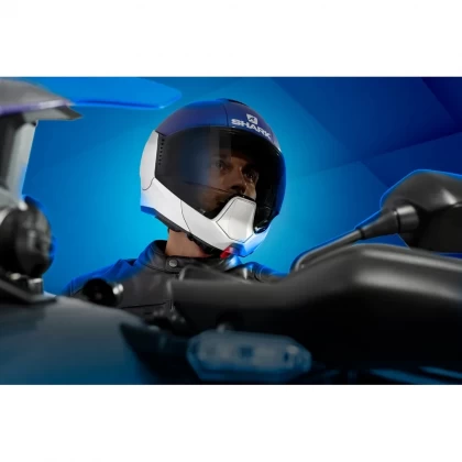 Cască Moto Flip Up SHARK EVOJET DUAL BLANK · Negru / Alb  - 2