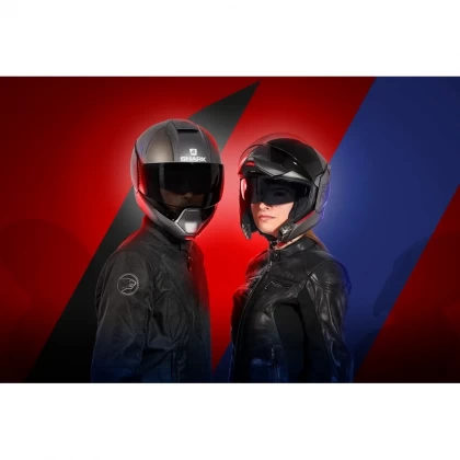 Cască Moto Flip Up SHARK EVOJET DUAL BLANK · Negru / Gri  - 4