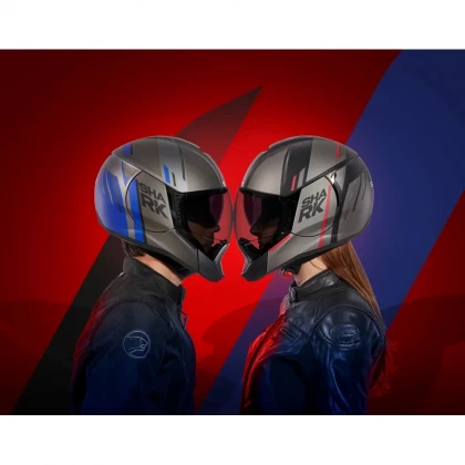 Cască Moto Flip Up SHARK EVOJET VYDA · Gri / Roșu / Negru Mat  - 3