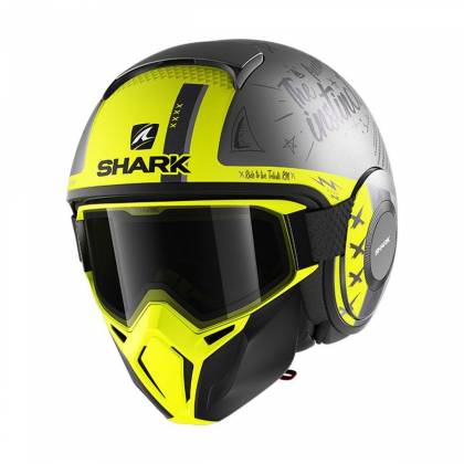 Cască Moto Open Face SHARK STREET DRAK TRIBUTE · Gri / Argintiu / Galben  - 0