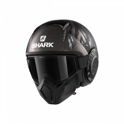 Cască Moto Open Face SHARK STREET DRAK CROWER · Negru / Gri / Argintiu Mat  - 0
