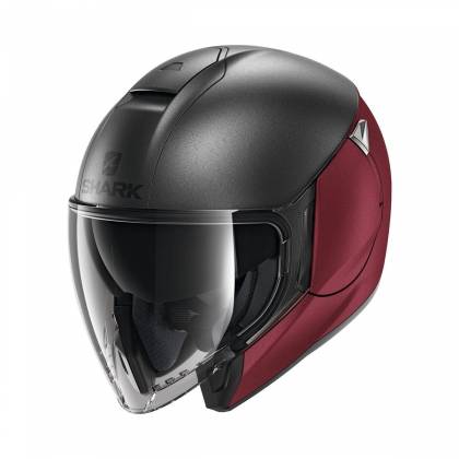 Cască Moto Open-Face SHARK CITYCRUISER DUAL BLANK · Gri / Roșu Mat  - 0
