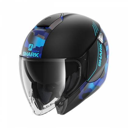 Cască Moto Open-Face SHARK CITYCRUISER GENOM · Negru / Albastru Mat  - 0