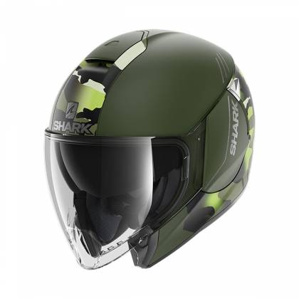 Cască Moto Open-Face SHARK CITYCRUISER GENOM · Negru / Verde Mat  - 0