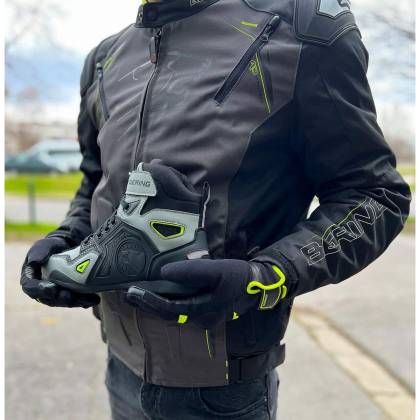 Geacă Moto din Textil BERING START-R · Negru / Gri / Verde Fluo  - 4