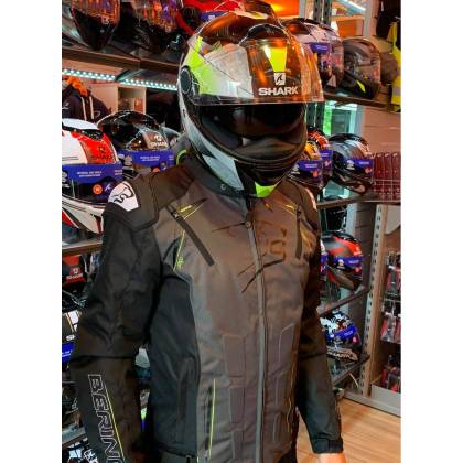 Geacă Moto din Textil BERING START-R · Negru / Gri / Verde Fluo  - 3