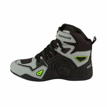 Ghete Moto din Piele & Textil BERING HORACE · Gri / Negru / Verde Fluo  - 1