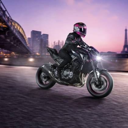 Geacă Moto Damă din Piele BERING LADY BRUTALIA QUEEN SIZE · Negru / Alb / Roz  - 5