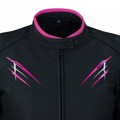 Geacă Moto Damă din Piele BERING LADY BRUTALIA QUEEN SIZE · Negru / Alb / Roz  - 4
