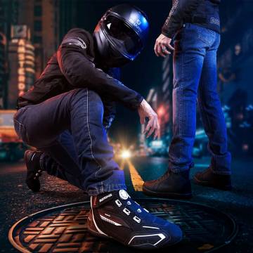 Ghete Moto din Piele & Textil BERING WALTER · Negru / Alb  - 3